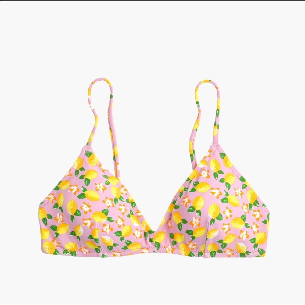 J Crew Lemon print French bikini top L NWT